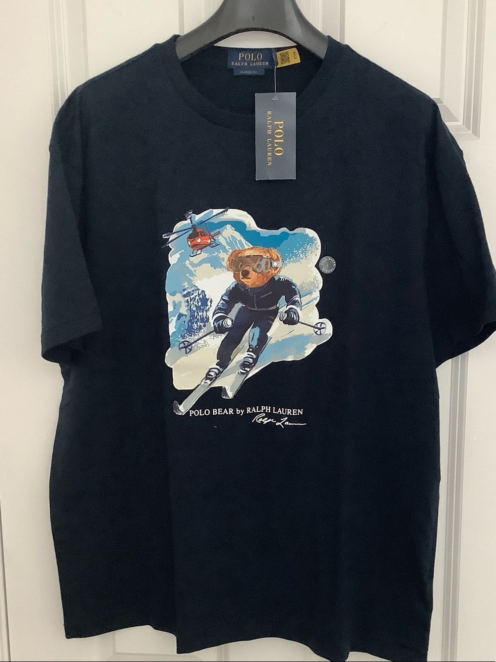 Ralph Lauren Polo Bear Black Short Sleeve Graphic Tee with Ski Bear